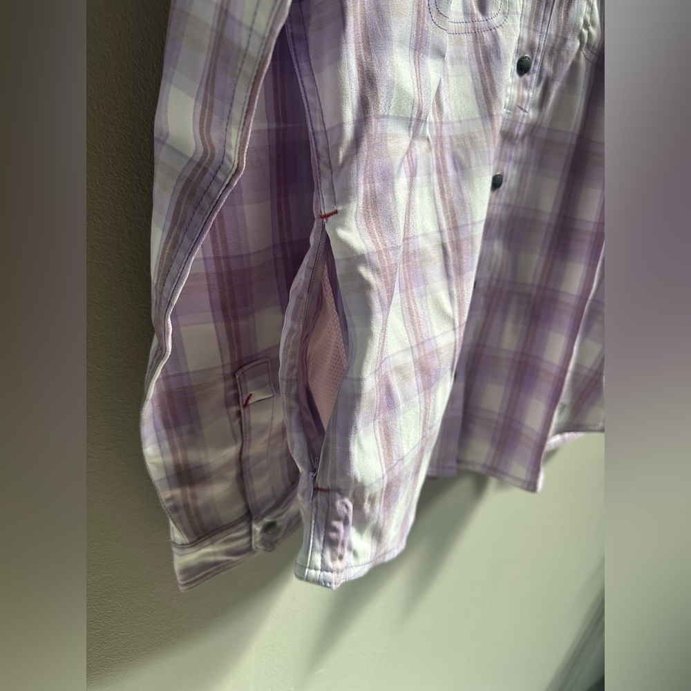 NEW Dickies Cooling Roll-Tab Work Shirt in Purple‎ Rose Hillside Plaid Women’s M - Picture 6 of 12